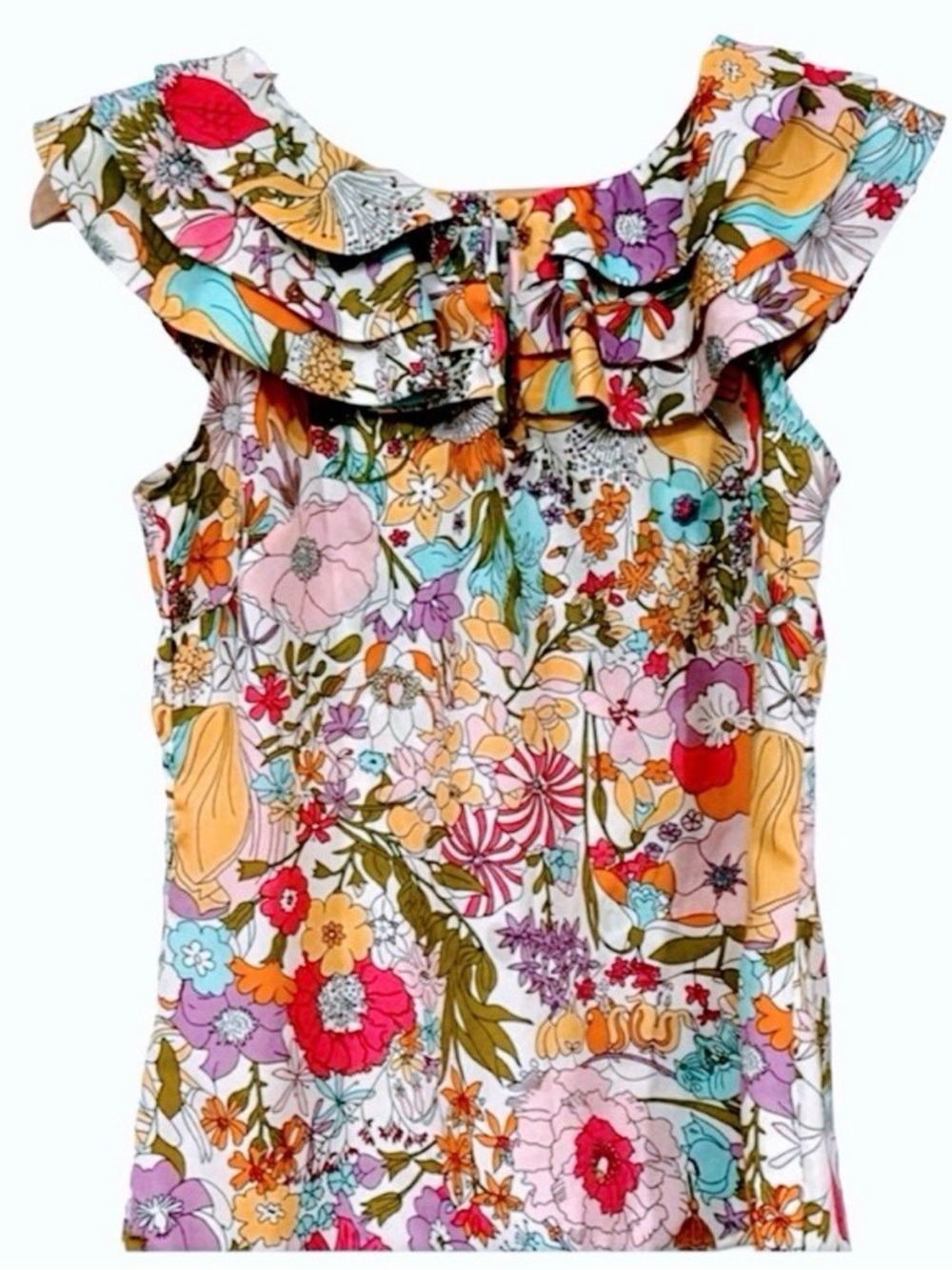 Liberty of London for Target Floral Ruffle Neck Blouse Sleeveless Top Size Small